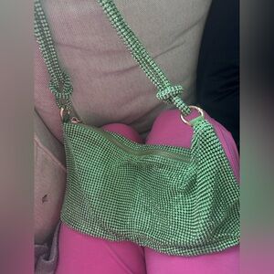 Green sparkly bag